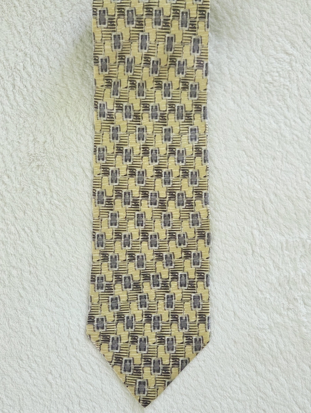 Vintage Tesoro Rosso Yellow Patterned Silk Tie